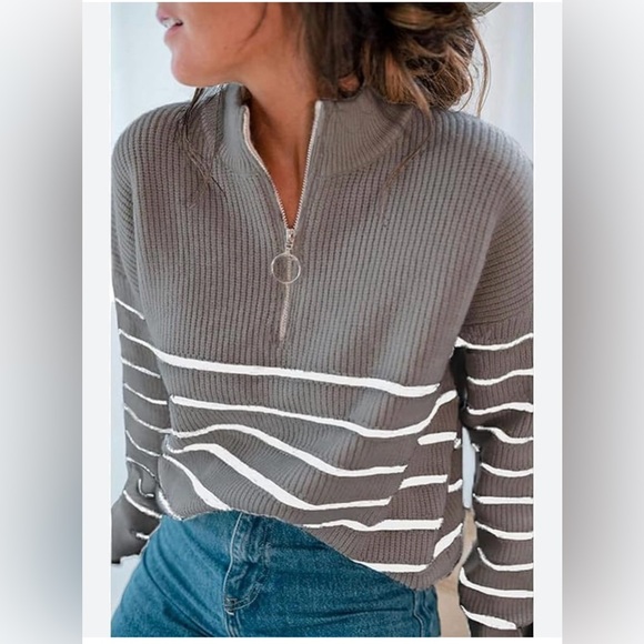 LILLUSORY Sweaters - Chic Gray Striped sweater